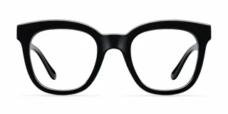Armazón de receta Meller modelo Mahé, de diseño cuadrado y estilo retro inspirado en los años 70. Presenta una montura gruesa de color negro con acabado brillante.