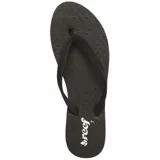 Ojotas Reef negras con plantilla texturizada y tiras con diseño trenzado.