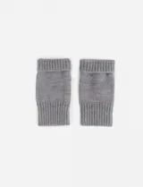 Par de guantes mitones tejidos de color gris.