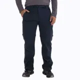 Pantalon de trekking desmontable color azul marino, con cintura ajustable mediante cinturón integrado y múltiples bolsillos con cierre.