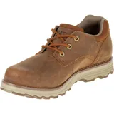 Zapato de cuero nobuk impermeable, color marrón, con cordones y suela de goma dentada en tono beige. Presenta el logo de la marca grabado en el lateral y detalle metálico con la inscripción Waterproof.
