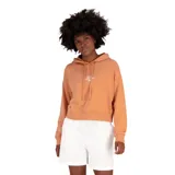 Canguro New Balance Essentials Reimagined Archive French Terry Hoodie color naranja, de corte holgado, con capucha ajustable con cordón, logo pequeño en el frente y logo grande en la espalda.