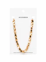 Collar de cadena dorada compuesto por múltiples discos pequeños colgantes que crean un efecto de cascada brillante.