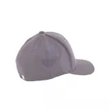 Gorra de béisbol gris oscuro, estilo snapback o ajustable, con visera curva. Presenta el logo "HURLEY" en el frente con un efecto de líneas horizontales en color celeste/turquesa claro.