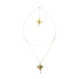 Collar doble con cadena corta de aleación de metales bañada en oro 18k, con dije de mantarraya.