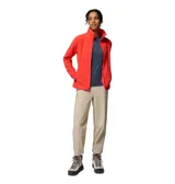 Campera de polar Columbia modelo Fast Trek II Jacket, color rojo, con cuello alto, cierre frontal completo y bolsillos laterales y en la manga con cremallera.
