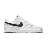 Championes urbanos Nike Court Vision Lo NN de mujer, color blanco con swoosh negro.
