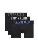 Pack de tres boxer briefs Calvin Klein de la colección Intense Power, confeccionados en mezcla de algodón y elastano. Presentan un diseño minimalista en color negro con cinturilla elástica distintiva que incluye el logo de la marca en diferentes colores.