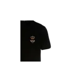 Remera Dolce & Gabbana modelo Sicily Crown Embroidered, de color negro con cuello redondo y mangas cortas. Presenta un bordado en el pecho con diseño de corona y abeja en tonos dorados.