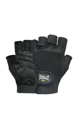 Guantes de entrenamiento Everlast Authority III sin dedos, color negro, con ajuste de velcro en la muñeca y el logo de la marca bordado.