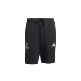 Short de felpa Adidas, modelo Mercedes-AMG Petronas Formula 1 Team DNA, color negro con cintura elástica con cordón de ajuste, logo de Adidas en blanco y emblema del equipo Mercedes AMG Petronas.