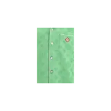 Camisa de manga corta Casablanca de tejido tipo toalla en color verde, con cuello camisero, cierre frontal de botones, bolsillo en el pecho con parche bordado y ribetes blancos en cuello, bolsillo y mangas.