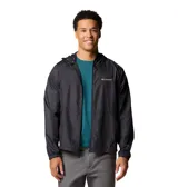 Campera cortaviento Columbia modelo Flashback II Wind, color negro, con capucha y cierre frontal completo. Cuenta con tecnología Omni-Shield y Omni-Shade.