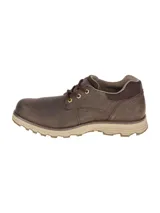 Zapato de cuero nobuk impermeable color marrón, con cordones, entresuela de amortiguación ligera y suela de goma duradera para mayor tracción.