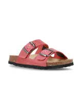 Sandalias Hush Puppies modelo Algarrobo, color rojo, con dos tiras ajustables con hebillas metálicas, suela de corcho y base de goma antideslizante.