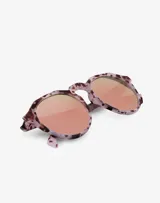 Gafas de sol Hawkers unisex, modelo Warwick, con montura redonda Carey Grey y lentes Rose Gold.