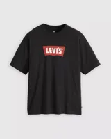 Remera negra Levi's con calce relajado y cuello redondo. Cuenta con el clásico logo vintage batwing estampado en el pecho en tono rojo con letras blancas.