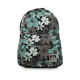 Mochila Reef con estampado floral en tonos azul, gris y blanco.