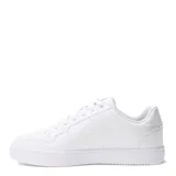 Championes Puma Caven 2.0 de cuero sintético blanco con detalles en azul marino y bordó. Logotipo de Puma en dorado en el lateral.