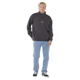 Buzo negro de cuello alto con cierre 1/4 y logo de la marca Rip Curl estampado en el pecho.