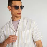 Camisa de rayas de manga corta KAKI