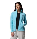 Campera polar Columbia modelo Basin Trail III, color turquesa, con cierre frontal completo, cuello alto y bolsillos laterales con cierre.