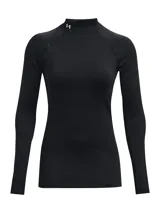 Remera de entrenamiento Under Armour de manga larga con cuello alto, confeccionada en tejido de doble capa con interior cepillado y exterior de secado rápido. Cuenta con paneles de malla en las axilas para ventilación y mangas raglán.