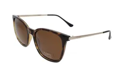 Lentes de sol Floats con montura carey, lentes marrones polarizados y patillas metálicas plateadas con terminales negros.