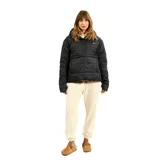 Campera Billabong Ride Puffer Anorak negra con capucha y cierre de botones a presión.
