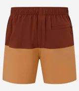 Short de baño de microfibra, de diseño bicolor en tonos marrón y tostado, con cintura elástica, cordón ajustable y bolsillos.