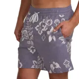 Short de baño Billabong Inthesun gris con estampado de flores blancas.