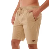 Bermuda color beige con cintura elastizada y cordón de ajuste.