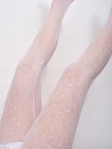 Medias blancas de encaje con diseño floral, de cintura alta y elástica.
