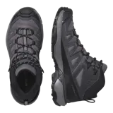 Calzado de trekking Salomon modelo X Ultra 360 Leather Mid Gore-Tex, de corte alto, color marrón y tostado con detalles en verde. Confeccionado con cuero resistente, malla y membrana impermeable Gore-Tex.