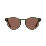 Lentes de sol con montura redonda color verde militar y lentes marrones.