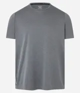 Remera deportiva verde militar de manga corta, confeccionada en tejido de malla 100% poliéster con tecnología Get Dry.