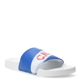 Chancletas azules y blancas con el logo del Club Nacional de Football en rojo.