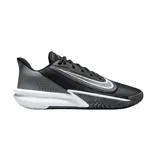Championes de básquet Nike modelo Precision 7, color negro con detalles en gris y suela blanca. Presentan un diseño aerodinámico con malla transpirable y refuerzos laterales para mayor estabilidad.