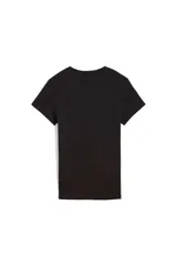 Remera Puma para mujer, modelo Ess No.1 Logo Tee, de color negro con el logotipo de la marca estampado en blanco en el pecho.