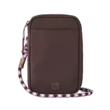 Bandolera Rip Curl modelo Bilbao Sling de color marrón, con bolsillo frontal y tira de cordón trenzado en tonos marrón y rosado. Incluye parche con logo de la marca en la parte inferior.
