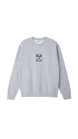 Buzo gris de algodón con cuello redondo y logo Obey en el pecho.