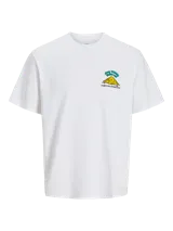 Remera de manga corta y cuello redondo con calce holgado. Presenta un diseño estampado en la espalda con motivos de máquina tragamonedas y texto, con acabado en goma.