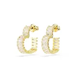 Aros de aro Swarovski Matrix, pequeños, con baño de oro y circonias transparentes talla baguette en forma de corazón.