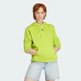 Hoodie Adidas Adicolor Essentials Regular color verde lima, con capucha ajustable con cordón, bolsillo tipo canguro y el logo del trifolio bordado en el pecho.