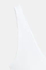 Musculosa de punto rib color marrón con mezcla de algodón, escote en V y tirantes anchos.