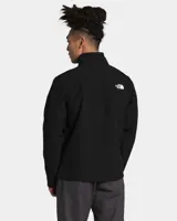 Campera softshell negra para hombre, marca The North Face, modelo Apex Bionic 3. Confeccionada en tejido WindWall® resistente al viento y transpirable, con acabado DWR sin PFC y respaldo de polar. Cuenta con cierre frontal, bolsillo en el pecho y bolsillos laterales con cremallera, y cordón ajustable en el dobladillo.
