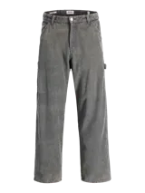 Pantalón de corte wide leg confeccionado en corderoy, con tiro alto, bolsillos laterales y cierre frontal con cremallera.