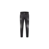Pantalón de jean Dsquared2 modelo Skater Slim Fit de color negro con efecto deslavado y detalles de roturas sutiles.