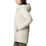 Campera acolchada de largo medio con tecnología termorreflectante, aislamiento sintético reciclado y acabado resistente a la humedad. Cuenta con capucha, cierre frontal completo, bolsillos laterales con cremallera y puños con orificios para pulgares.