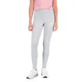 Calza deportiva de tiro alto en color gris melange, con ajuste ceñido al cuerpo y logo de la marca estampado en blanco en la pierna izquierda.